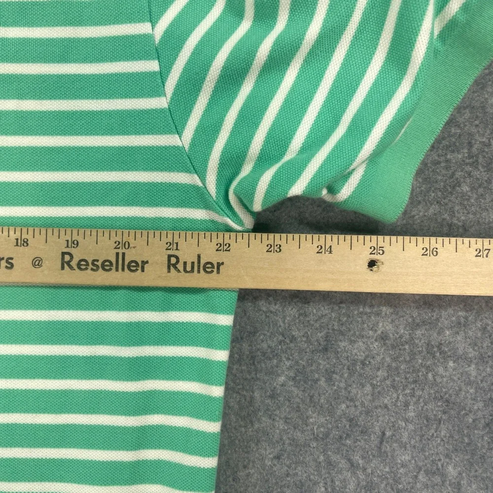 Polo Ralph Lauren Mens Polo Shirt L Green and White Striped Short Sleeve